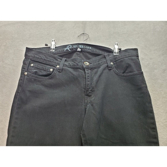 R U Blue Jeans Women Size 31 Black Denim Dark Wash Pockets Flat Front Skinny Leg - Picture 4 of 5